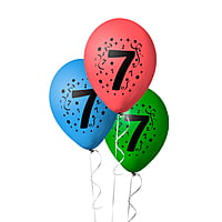The Magic Balloons- 7 Number Balloons Latex Balloons With Banner For Seven Theme Balloons Pack of 21pcs | 20pcs Of Balloons and A Banner | Multicolor Balloons Decoration For Birthday | Party Supplier