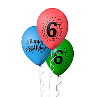 The Magic Balloons-6 Number Balloons and Happy Birthday Latex Balloons With Banner For Six No. Theme Balloons Pack of 21pcs | 20pcs Of Balloons and A Banner | Multicolor Balloons For Birthday