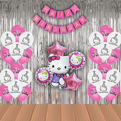 The Magic Balloons Hello Kitty Birthday Party Decoration combo kits –Hello Kitty Birthday Combo Pack of 38 Pcs, foil 5 pcs Set,1 Happy Birthday banner, 2 Foil Curtains,30 Printed Balloons-181454 The Magic Balloons Hello Kitty Birthday Party Decoration combo kits –Hello Kitty Birthday Combo Pack of 38 Pcs, foil 5 pcs Set,1 Happy Birthday banner, 2 Foil Curtains,30 Printed Balloons-181454