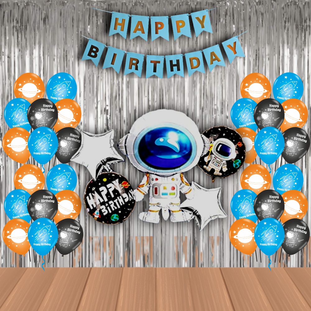 The Magic Balloons Store – Printed Astronaut Space Theme Birthday Party Decoration combo kits – Combo Pack of 38 Pcs, foil 5 pcs Set,1 Happy Birthday banner, 2 Foil Curtains, 30 Balloons-181554 The Magic Balloons Store – Printed Astronaut Space Theme Birthday Party Decoration combo kits – Combo Pack of 38 Pcs, foil 5 pcs Set,1 Happy Birthday banner, 2 Foil Curtains, 30 Balloons-181554