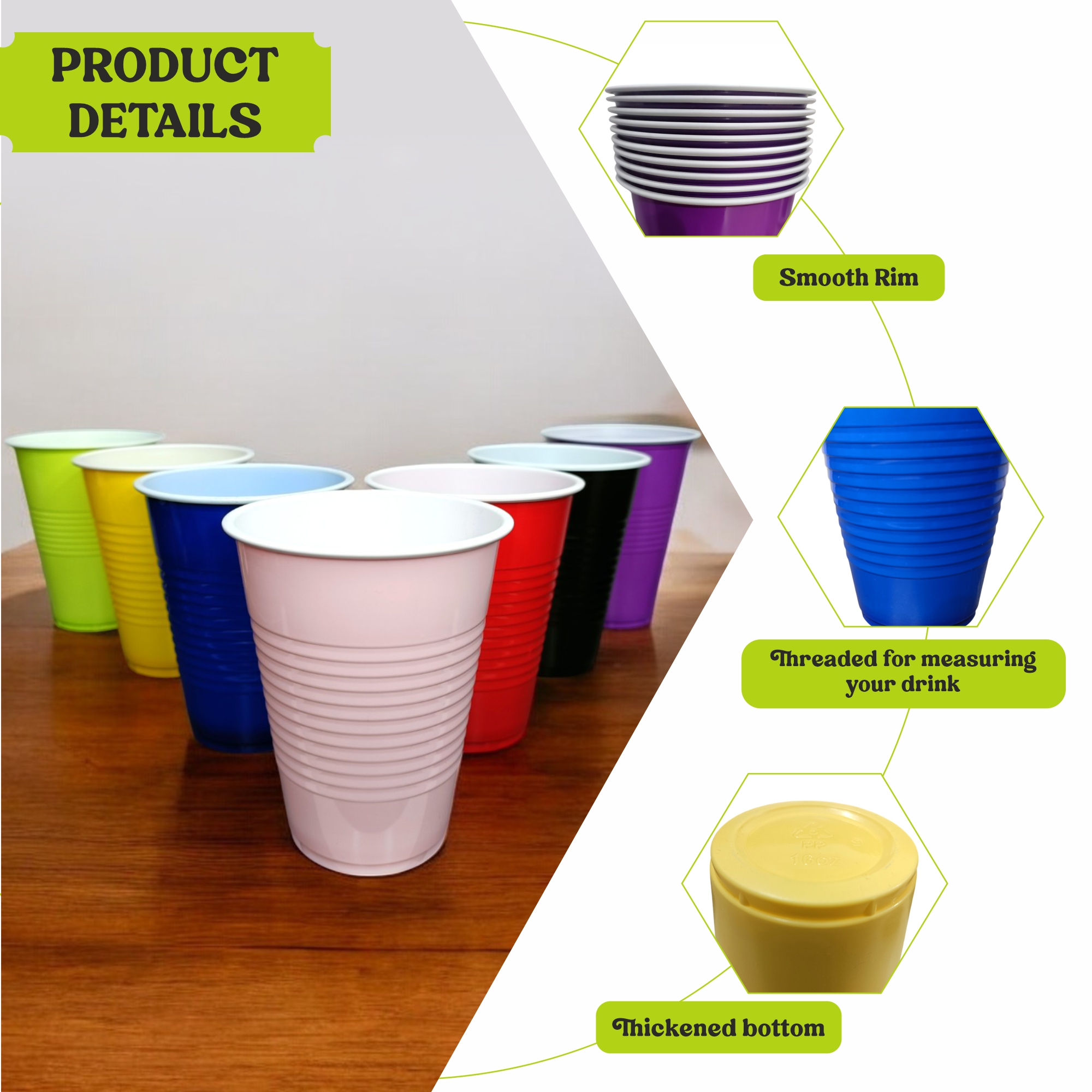 Multicolor Glasses Set of 70 - 450ml Reusable Drinking Glasses for Diwali Holi New Year Bachelor Parties Halloween & Christmas | Party Cups for Adults | Beer Pong-10 pcs Each Color Multicolor Glasses Set of 70 - 450ml Reusable Drinking Glasses for Diwali Holi New Year Bachelor Parties Halloween & Christmas | Party Cups for Adults | Beer Pong-10 pcs Each Color