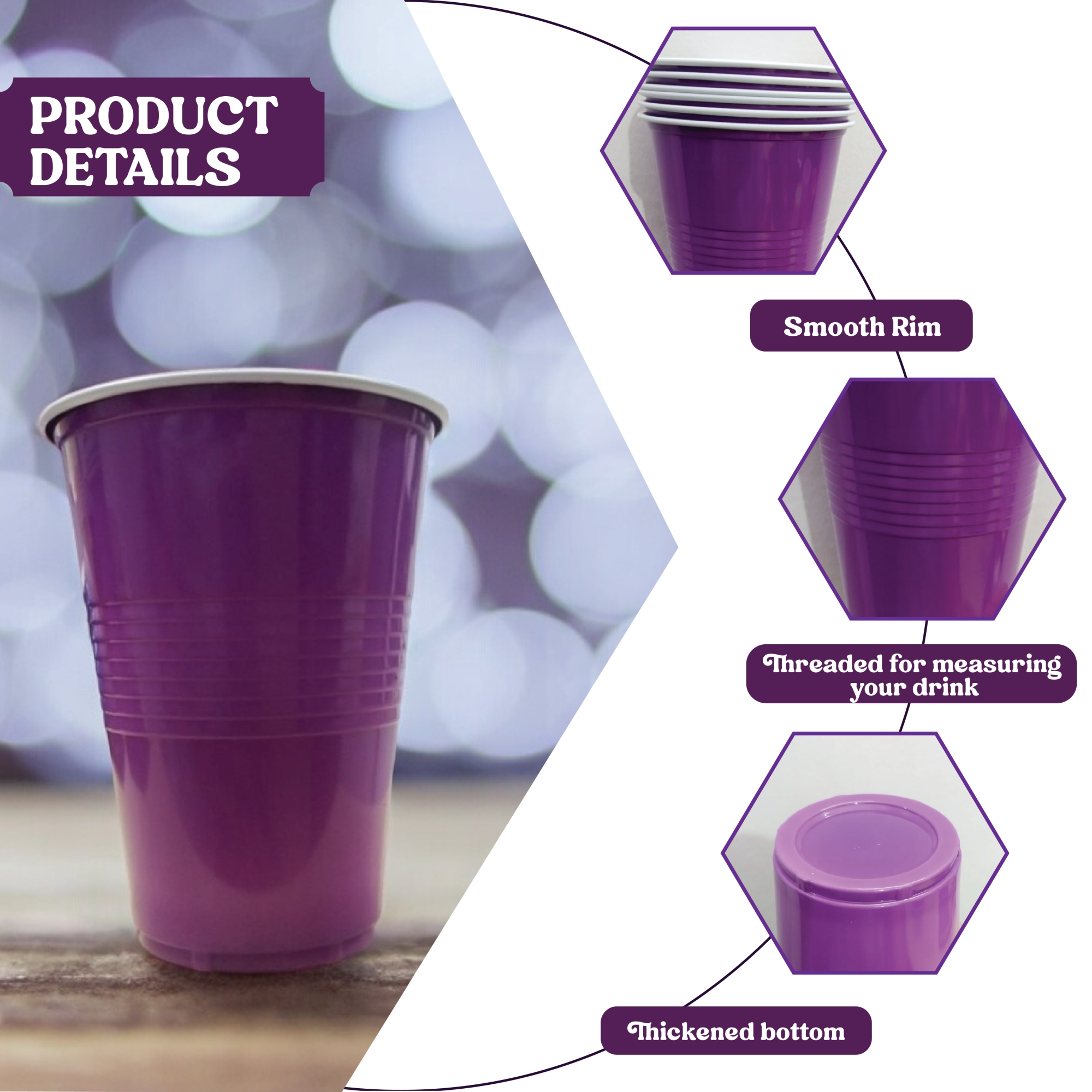 Set of 10 - 360ml Purple Beer Pong Glasses | Reusable Drinking Cups for Party Games Weddings New Year Bachelor Diwali & Holi Parties | Party Suppliers Set of 10 - 360ml Purple Beer Pong Glasses | Reusable Drinking Cups for Party Games Weddings New Year Bachelor Diwali & Holi Parties | Party Suppliers