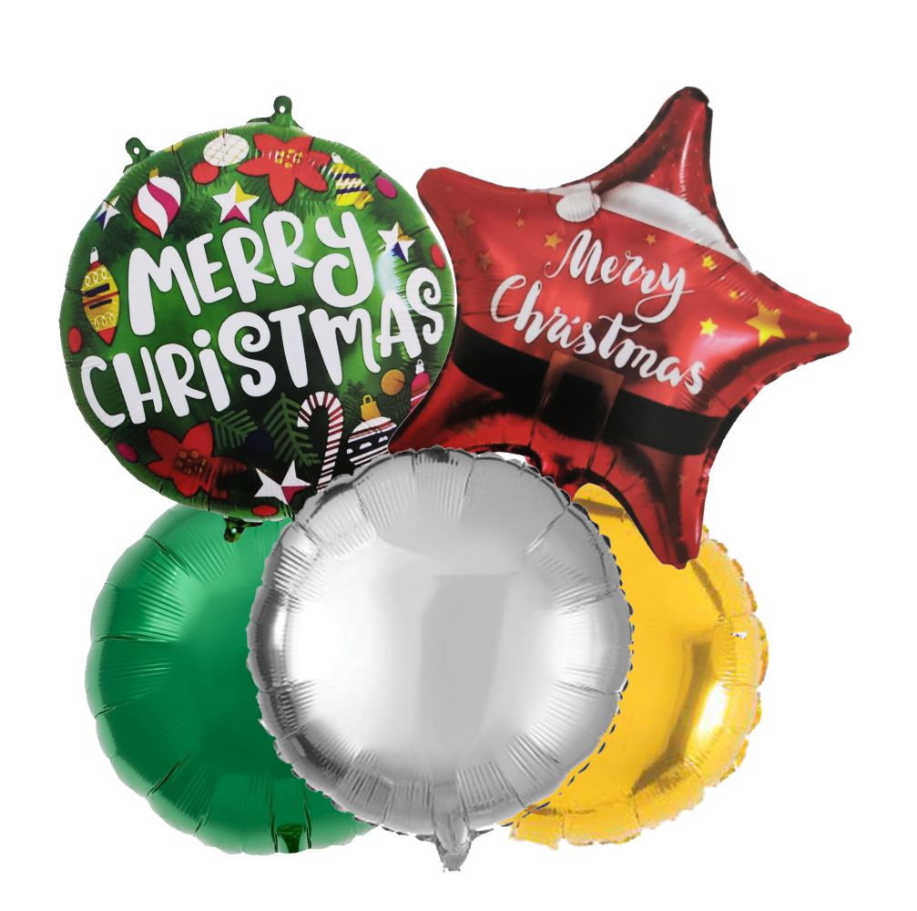 The Magic Balloons- Christmas Foil balloons for Xmas decorations pack of 5 The Magic Balloons- Christmas Foil balloons for Xmas decorations pack of 5
