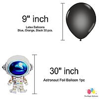 The Magic Balloons Store – Astronaut Space Theme Birthday Party Decoration combo kits – Birthday Combo Pack of 38 Pcs, foil 5 pcs Set,1 Happy Birthday banner, 2 Foil Curtains, 30 Balloons-181553