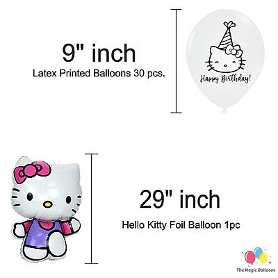 The Magic Balloons Hello Kitty Birthday Party Decoration combo kits –Hello Kitty Birthday Combo Pack of 38 Pcs, foil 5 pcs Set,1 Happy Birthday banner, 2 Foil Curtains,30 Printed Balloons-181454 The Magic Balloons Hello Kitty Birthday Party Decoration combo kits –Hello Kitty Birthday Combo Pack of 38 Pcs, foil 5 pcs Set,1 Happy Birthday banner, 2 Foil Curtains,30 Printed Balloons-181454