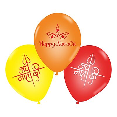 The Magic Balloons Store-Happy Navratri customized Balloons, Navratri decorations at mandap/ home Pack of 30 multicolour Metallic yellow, metallic orange metallic white balloons- 181475 The Magic Balloons Store-Happy Navratri customized Balloons, Navratri decorations at mandap/ home Pack of 30 multicolour Metallic yellow, metallic orange metallic white balloons- 181475