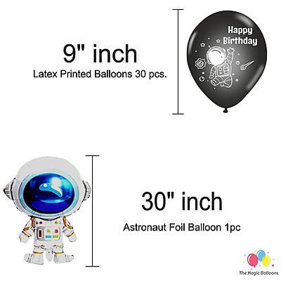 The Magic Balloons Store – Printed Space Theme Birthday Party Decoration Combo Kits – Combo Pack Of 38 Pcs, Foil 5 pcs Set,1 Happy Birthday Banner, 2 Foil Curtains, 30 Balloons-181595 The Magic Balloons Store – Printed Space Theme Birthday Party Decoration Combo Kits – Combo Pack Of 38 Pcs, Foil 5 pcs Set,1 Happy Birthday Banner, 2 Foil Curtains, 30 Balloons-181595