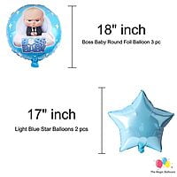 The Magic Balloons Boss Baby Birthday Party Decoration combo kits –Boss Baby Birthday Combo Pack of 38 Pcs, foil Balloons 5 pcs Set,1 Happy Birthday banner, 2 Foil Curtains,30 Printed Balloons-181476
