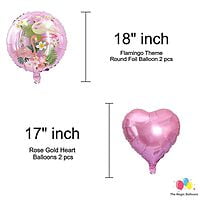 The Magic Balloons- Flamingo Theme Party Decoration Combo Kit for Theme Party, Birthday, House Party Decoration Combo 38 pcs, Foil 5 pcs set, 2 Foil Curtain 1 Banner and 30 Balloons- 181571