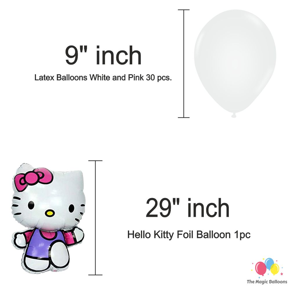 The Magic Balloons Hello Kitty Birthday Party Decoration combo kits –Hello Kitty Birthday Combo Pack of 38 Pcs, foil 5 pcs Set,1 Happy Birthday banner, 2 Foil Curtains,30 Balloons-181455 The Magic Balloons Hello Kitty Birthday Party Decoration combo kits –Hello Kitty Birthday Combo Pack of 38 Pcs, foil 5 pcs Set,1 Happy Birthday banner, 2 Foil Curtains,30 Balloons-181455