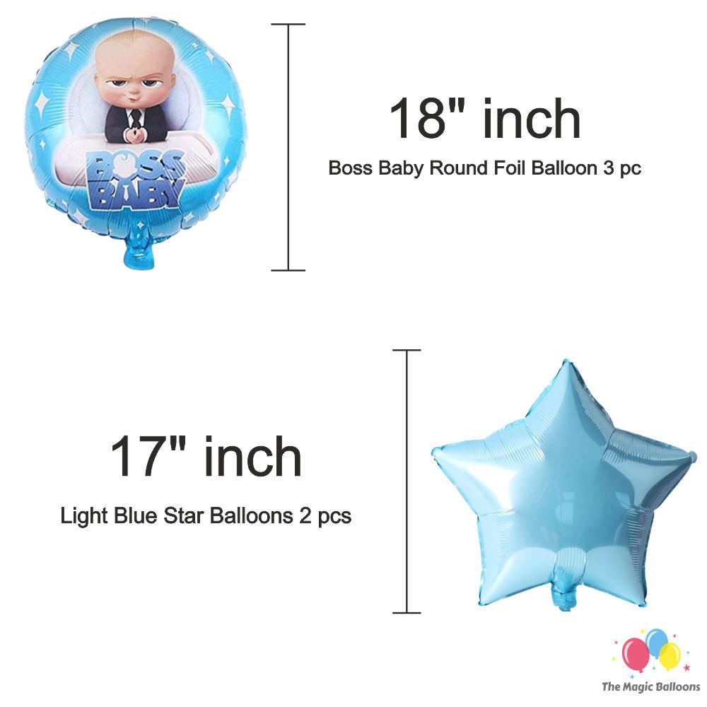 The Magic Balloons Store- Boss Baby Birthday Party Decoration combo kits –Boss Baby Birthday Combo Pack of 38 Pcs, foil Balloons 5 pcs Set,1 Happy Birthday banner, 2 Foil Curtains,30 Balloons-181470 The Magic Balloons Store- Boss Baby Birthday Party Decoration combo kits –Boss Baby Birthday Combo Pack of 38 Pcs, foil Balloons 5 pcs Set,1 Happy Birthday banner, 2 Foil Curtains,30 Balloons-181470