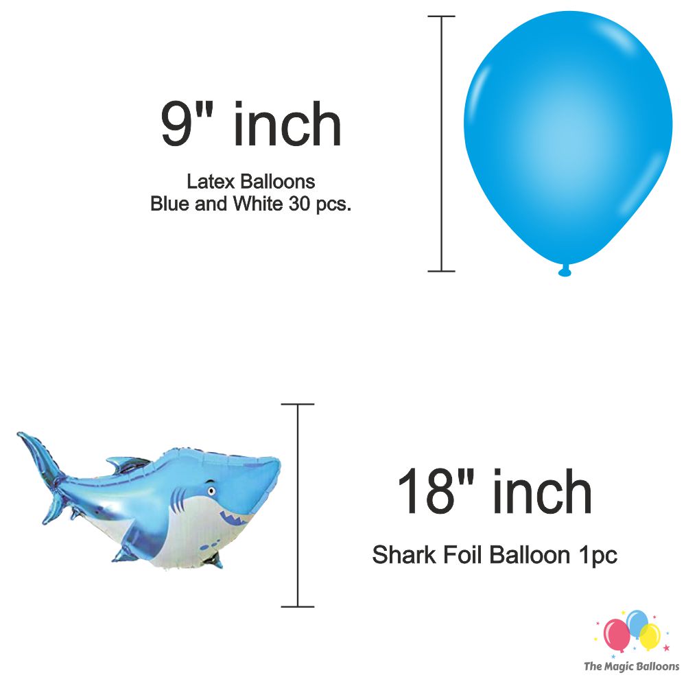 The Magic Balloons Store – Shark Theme Birthday Party Decoration combo kits – Shark Theme Birthday Combo Pack of 38 Pcs, foil 5 pcs Set,1 Happy Birthday banner, 2 Foil Curtains, 30 Balloons-181552 The Magic Balloons Store – Shark Theme Birthday Party Decoration combo kits – Shark Theme Birthday Combo Pack of 38 Pcs, foil 5 pcs Set,1 Happy Birthday banner, 2 Foil Curtains, 30 Balloons-181552