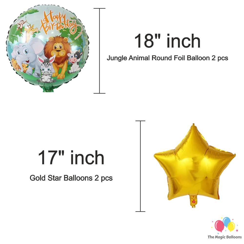 The Magic Balloons Store – Jungle Theme Party Decoration combo kits – Birthday Party Decoration Combo 38 Pcs, foil 5 pcs Set,1 Happy Birthday banner, 2 Foil Curtains, 30 Balloons-181563C The Magic Balloons Store – Jungle Theme Party Decoration combo kits – Birthday Party Decoration Combo 38 Pcs, foil 5 pcs Set,1 Happy Birthday banner, 2 Foil Curtains, 30 Balloons-181563C