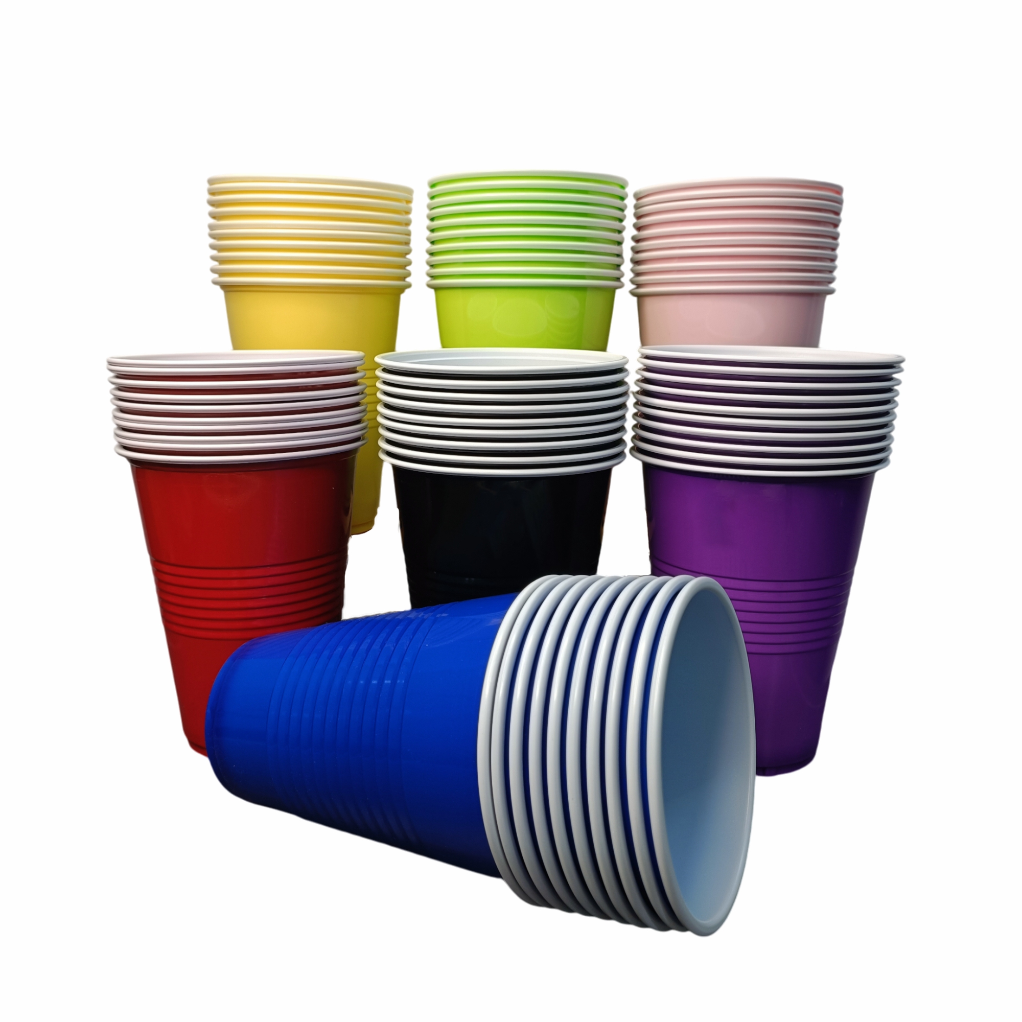 Multicolor Glasses Set of 70 - 450ml Reusable Drinking Glasses for Diwali Holi New Year Bachelor Parties Halloween & Christmas | Party Cups for Adults | Beer Pong-10 pcs Each Color Multicolor Glasses Set of 70 - 450ml Reusable Drinking Glasses for Diwali Holi New Year Bachelor Parties Halloween & Christmas | Party Cups for Adults | Beer Pong-10 pcs Each Color
