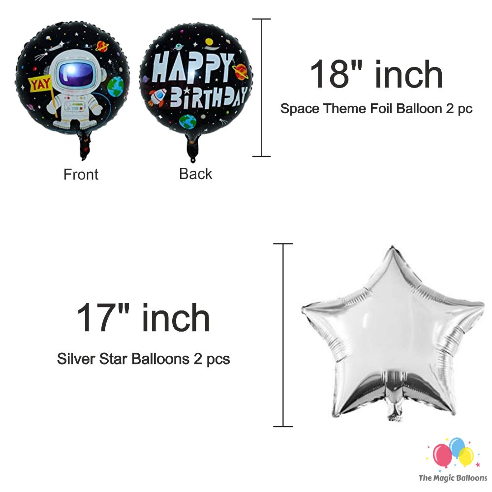 The Magic Balloons Store – Astronaut Space Theme Birthday Party Decoration combo kits – Birthday Combo Pack of 38 Pcs, foil 5 pcs Set,1 Happy Birthday banner, 2 Foil Curtains, 30 Balloons-181553 The Magic Balloons Store – Astronaut Space Theme Birthday Party Decoration combo kits – Birthday Combo Pack of 38 Pcs, foil 5 pcs Set,1 Happy Birthday banner, 2 Foil Curtains, 30 Balloons-181553