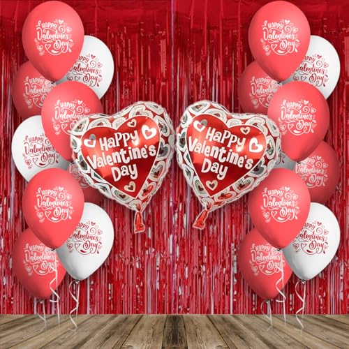 The Magic Balloons - Happy Valentine's Day Combo kit 16pcs of Balloons 2pcs of curtain and 2pcs of Heart shaped foil balloons pack of 20pcs For Valentine's Decoration. The Magic Balloons - Happy Valentine's Day Combo kit 16pcs of Balloons 2pcs of curtain and 2pcs of Heart shaped foil balloons pack of 20pcs For Valentine's Decoration.