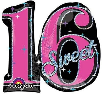 Anagram-Sweet Sixteen Sparkel Balloons 28" P40-181301