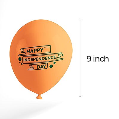 The Magic Balloons - Happy Independence Day Latex Balloons For 15 August Pack of 21pcs | 20pcs Of Orange White and Green 9" Balloons And A Banner For Independence Day Or Any Other National Day The Magic Balloons - Happy Independence Day Latex Balloons For 15 August Pack of 21pcs | 20pcs Of Orange White and Green 9" Balloons And A Banner For Independence Day Or Any Other National Day
