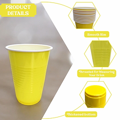 450ml - Yellow Beer Pong Glasses | Pack of 20 Drinking Glasses | for Diwali, Cocktail Parties, and Games | Reusable Beer Pong Cups | Party Supplies 450ml - Yellow Beer Pong Glasses | Pack of 20 Drinking Glasses | for Diwali, Cocktail Parties, and Games | Reusable Beer Pong Cups | Party Supplies