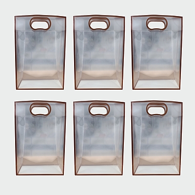 Pack of 6 Transparent Goodie Bags | Clear Medium Gift Bags for Return Gifts, Party Favors, Birthday, Wedding, Baby Shower | Brown Gift Bags Pack of 6 Transparent Goodie Bags | Clear Medium Gift Bags for Return Gifts, Party Favors, Birthday, Wedding, Baby Shower | Brown Gift Bags