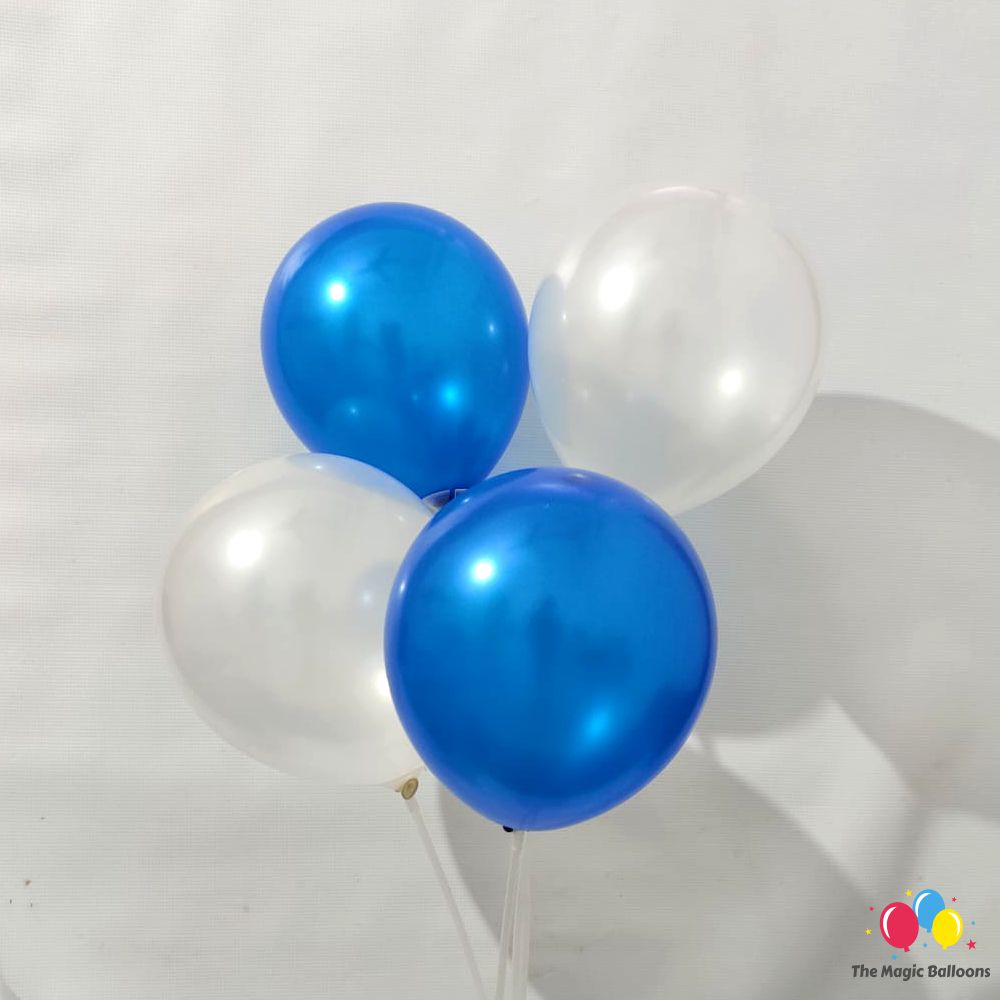 The Magic Balloons Store- Plain Blue and White Latex/Metallic Balloons- Balloons for Theme Party, Festivals, Birthday, Wedding, Photoshoot Decoration 80pcs – 181535 The Magic Balloons Store- Plain Blue and White Latex/Metallic Balloons- Balloons for Theme Party, Festivals, Birthday, Wedding, Photoshoot Decoration 80pcs – 181535