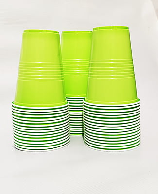 The Magic Balloons - Green Glass, 360ml Reusable and Recyclable Green Drinking Cups Pack of 50pcs -12oz Leakproof Drinking Glasses Great for Cold Drinks, Juices, Games and More Party & Event Supplies