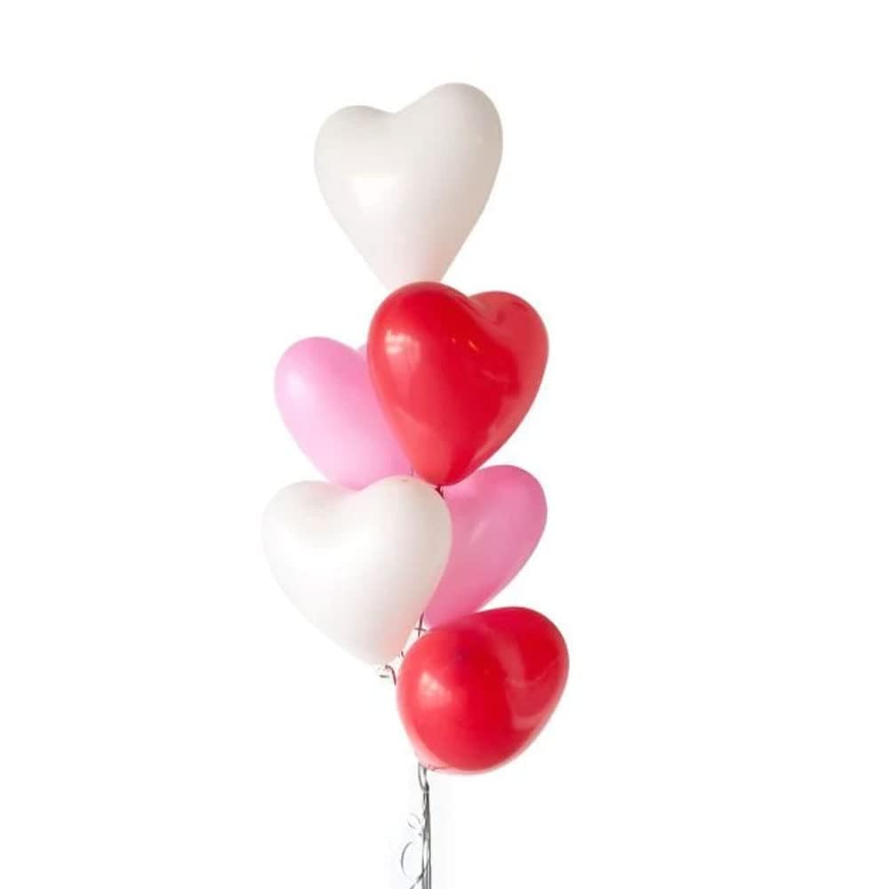 The Magic Balloons- Brighten Up Your Event with Our Pack of 12 Red, White, and Pink Heart-Shaped Balloons - Ideal for Valentine's Day, Weddings, Birthdays, Anniversaries, and More-181628