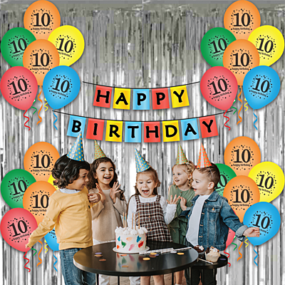 The Magic Balloon- Happy 1st Birthday Combo Kit. Celebrate your child's special occasion in style with 21pcs Printed Balloons, 2 curtain and 1 Banner Pack of 24pcs