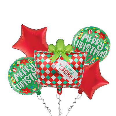 The Magic Balloons - Christmas Theme Foil Balloons For Christmas Party Decoration Pack of 5pcs For Home Office & School Decor Christmas Party Supplier.