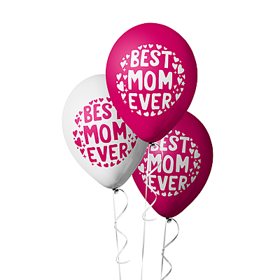 The Magic Balloons-Best Mom Ever Balloons for Mom’s Birthday Mother's Day Party and Decoration. 12” Metallic Dark Pink and Metallic white latex balloons pack of 10 pcs- 181438 The Magic Balloons-Best Mom Ever Balloons for Mom’s Birthday Mother's Day Party and Decoration. 12” Metallic Dark Pink and Metallic white latex balloons pack of 10 pcs- 181438