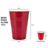 The Magic Balloons- Beer Pong Glasses Combo Pack 30 Pieces of 450 ml Drinking Glasses and 10 Pieces of 60 ml Red Shot Glasses for Bachelor Cocktails Christmas and New Year Parties 40 Pieces 181599