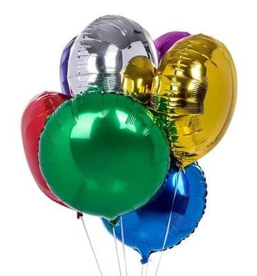 The Magic Balloons Store- 18” Round Shape Birthday Party Decoration Foil Balloons Multi Colour Pack of 10-181279