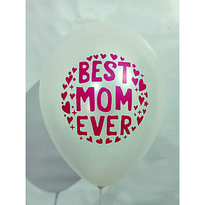 The Magic Balloons-Best Mom Ever Balloons for Mom’s Birthday Mother's Day Party and Decoration. 12” Metallic Dark Pink and Metallic white latex balloons pack of 10 pcs- 181438 The Magic Balloons-Best Mom Ever Balloons for Mom’s Birthday Mother's Day Party and Decoration. 12” Metallic Dark Pink and Metallic white latex balloons pack of 10 pcs- 181438