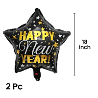 The Magic Balloons - New Year Theme Foil Balloons combo Kit For New Year Party Decoration Pack of 5pcs 2 Stars, 2 Circles And A Big Size Champion Bottle Foil Balloon For Home and Offices.