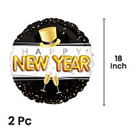 The Magic Balloons - New Year Theme Foil Balloons For New Year Party Decor Pack of 5pcs Star, Circle and Hat Foil Balloons For Home and Offices.