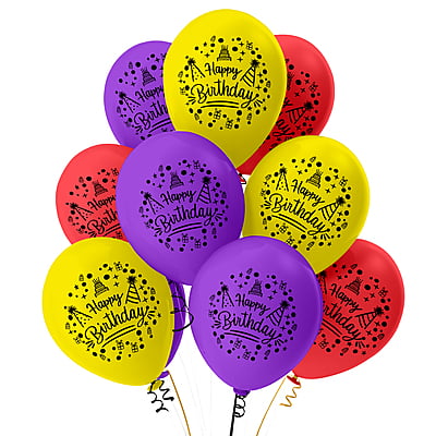 The Magic Balloons- Happy Birthday Balloons- Boy/Girl/husband/wife/men/woman Multicolored Happy Birthday Printed Party/Decoration Balloons, Pack of 30 pcs