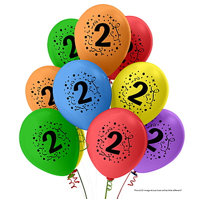 The Magic Balloons- 2 Number Balloons Latex Balloons With Banner For Two Theme Balloons Pack of 21pcs | 20pcs Of Balloons and A Banner | Multicolor Balloons Decoration For Birthday | Party Supplier