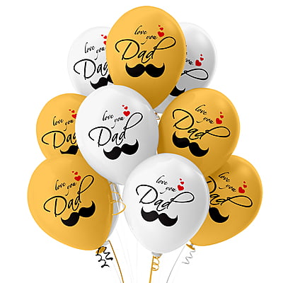 The Magic Balloons- I Love You Dad Balloon for Happy Birthday Father's Day Best Dad Ever Balloon Decoration for Father’s Day Party Gold & White metallic Balloons Pack of 30 pcs-181437