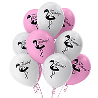 The Magic Balloons- Printed Flamingo Theme Party Decoration Combo Kit for Theme Party, Birthday, House Party Decoration Combo 38 pcs, Foil 5 pcs set, 2 Foil Curtain 1 Banner and 30 Balloons-