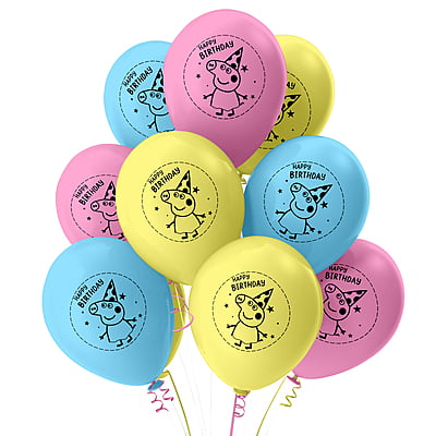 The Magic Balloons -Happy Birthday Peppa Pig latex balloons Peppa Pig Birthday Party decoration/Peppa Pig theme decoration Multicolor balloons pack of 30 pcs Multicolour balloons-181443