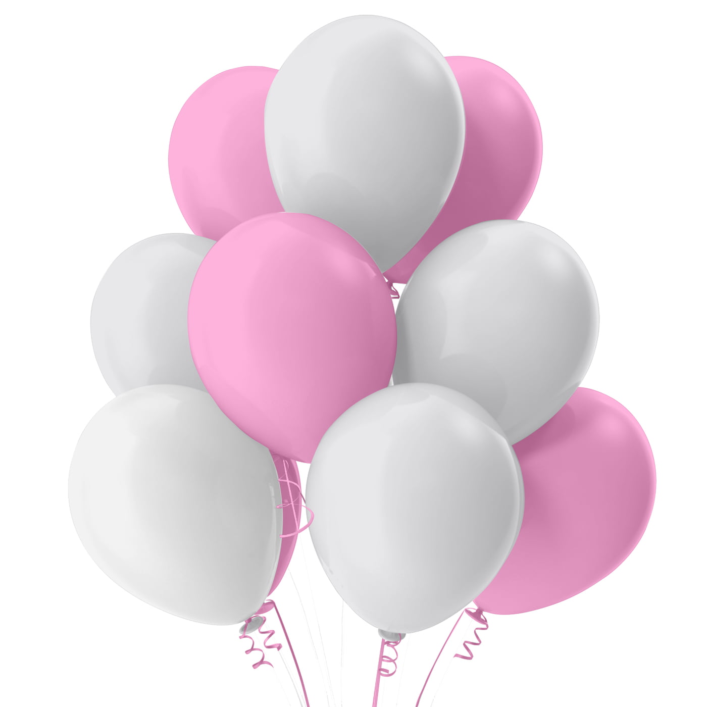 The Magic Balloons Store- Plain Pink and White Latex/Metallic Balloons- Balloons for Theme Party, Festivals, Birthday, Wedding, Photoshoot Decoration 50pcs – 181527