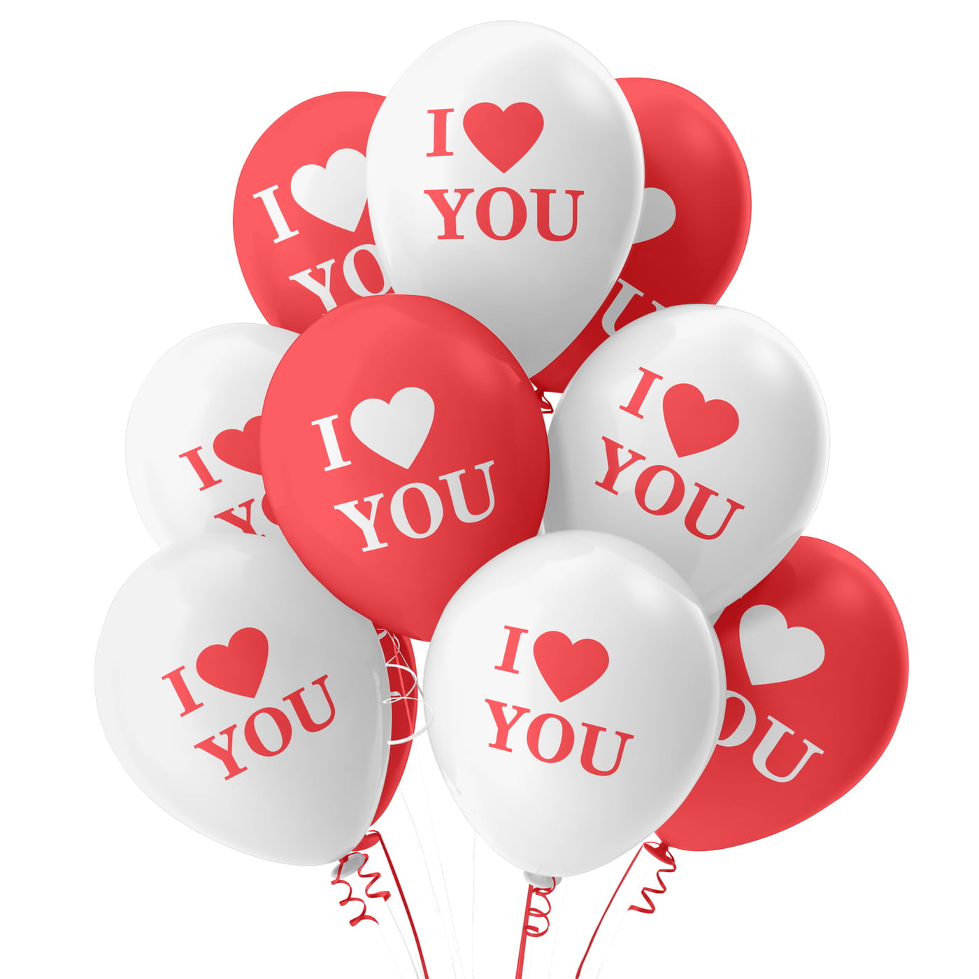 The Magic Balloons-I Love U Printed Red Heart Shape Latex Balloons Pack Of 10-181412