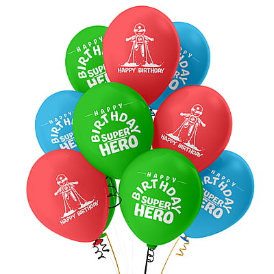 The Magic Balloons - Superhero Theme Balloons Latex Balloons For Superhero Theme Parties Pack of 30pcs Red, Green, and Sky Blue Balloons Party Supplies For Girls and Boys