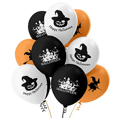 The Magic Balloons– Halloween Theme Decoration Balloons With Banner Latex Balloons For Halloween Party Supplies Pack of 21pcs Multicolour Balloons with Halloween banner