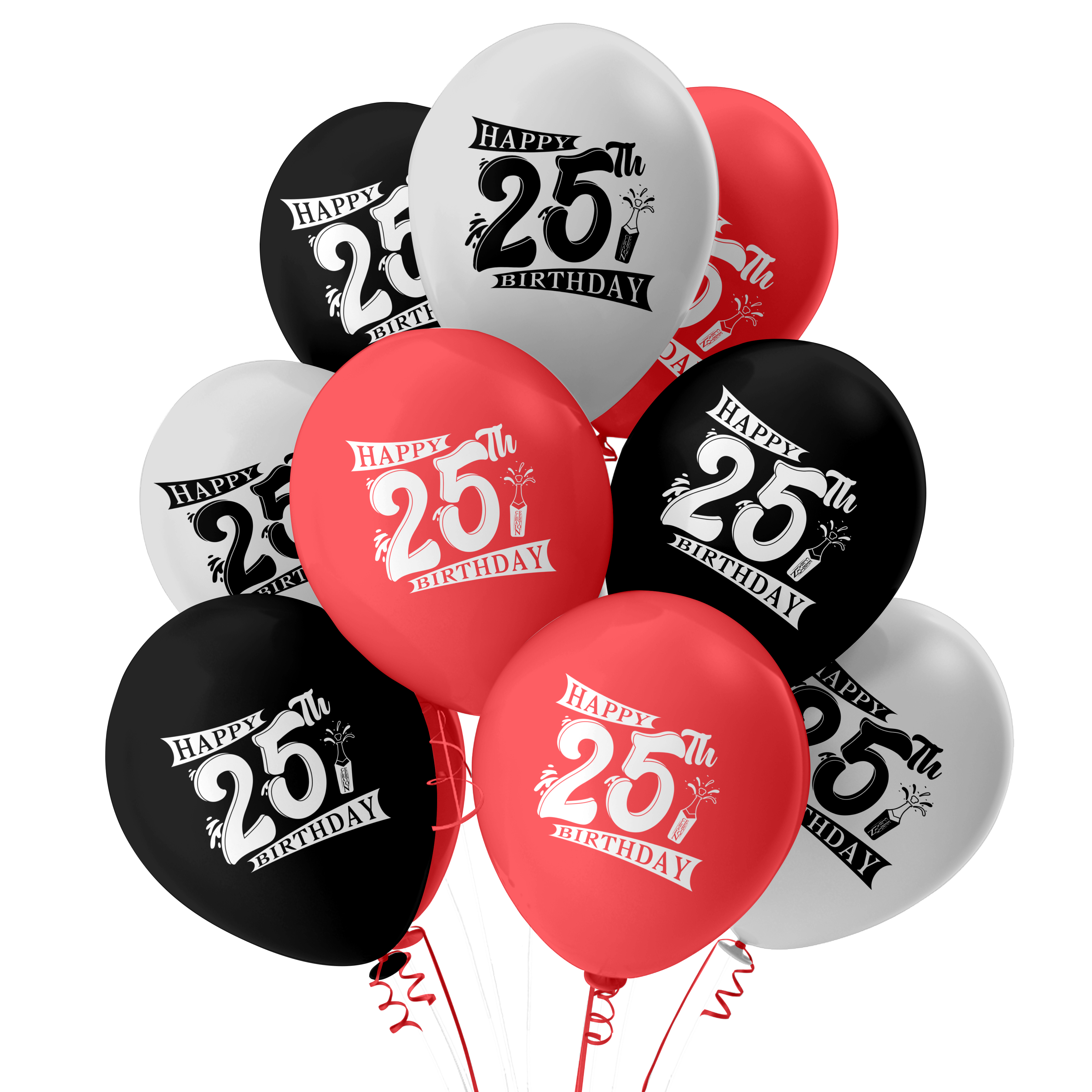Make Your 25th Birthday Celebration Extra Special With Our Combo Kit Of 30pcs Printed Balloons And A Banner Pack Of 31pcs