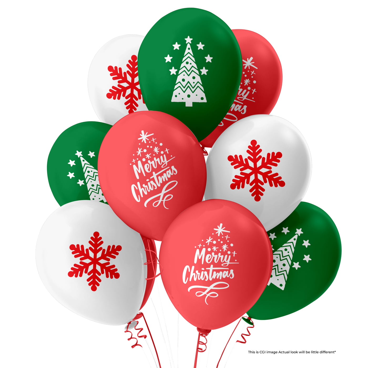 The Magic Balloons - Customized Merry Christmas Balloons With Banner Latex Balloons Merry Christmas Pack of 21pcs Red, White and Green Balloons Party Supplier