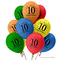 The Magic Balloon - Happy 10th Birthday Celebration Combo Kit: 30 Printed Balloons and a Banner Pack of 31pcs
