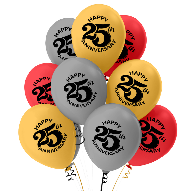 The Magic Balloons Store- Happy 25th Anniversary Party Balloons 25th anniversary printed latex balloons 25 Anniversary decorations Red and Silver balloons Pack of 30 The Magic Balloons Store- Happy 25th Anniversary Party Balloons 25th anniversary printed latex balloons 25 Anniversary decorations Red and Silver balloons Pack of 30