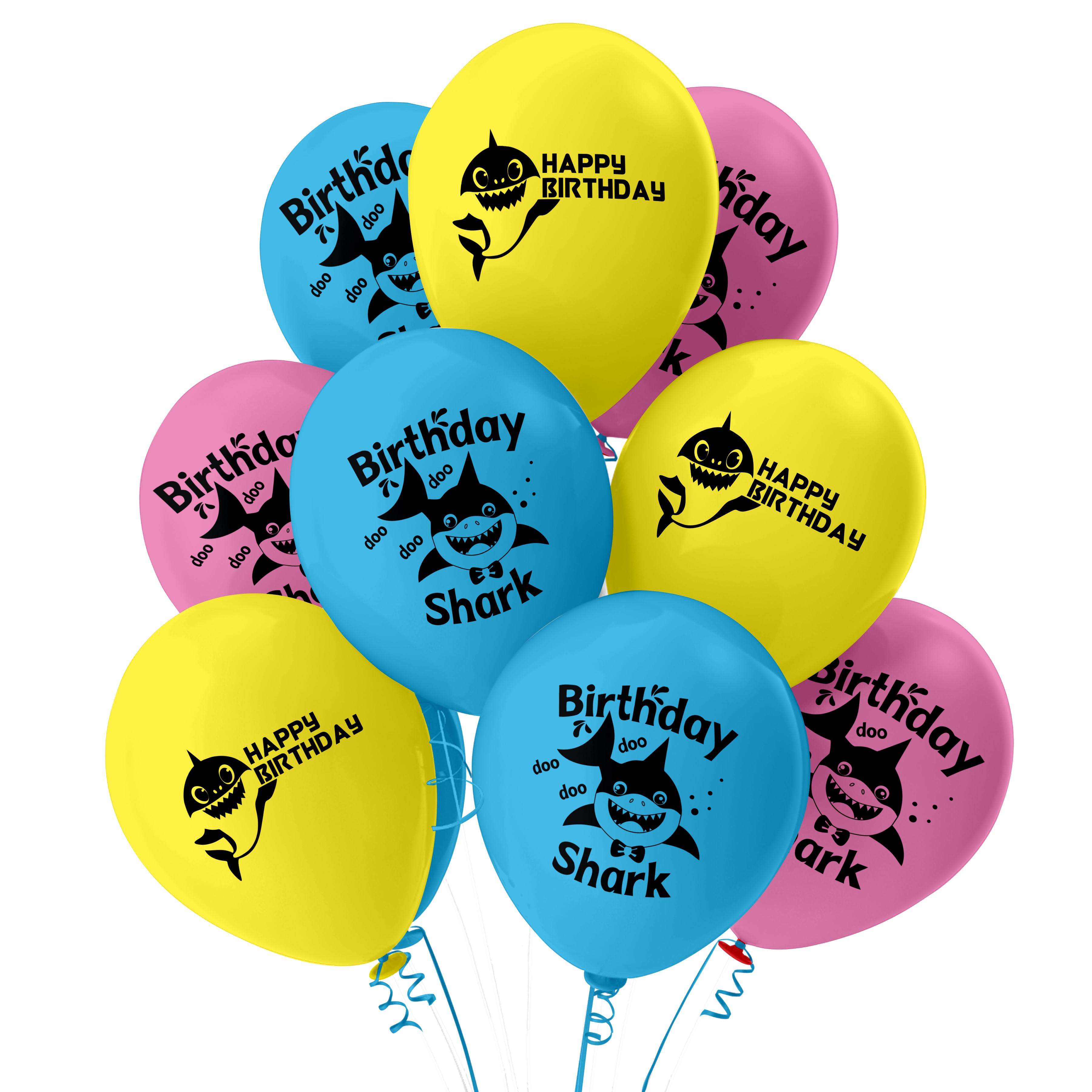 The Magic Balloons-Make a Splash with Baby Shark Themed Happy Birthday Balloons - Pack of 30 Latex Balloons in Pink, Blue, and Yellow for Fun and Colorful Party Decoration and Supplies The Magic Balloons-Make a Splash with Baby Shark Themed Happy Birthday Balloons - Pack of 30 Latex Balloons in Pink, Blue, and Yellow for Fun and Colorful Party Decoration and Supplies