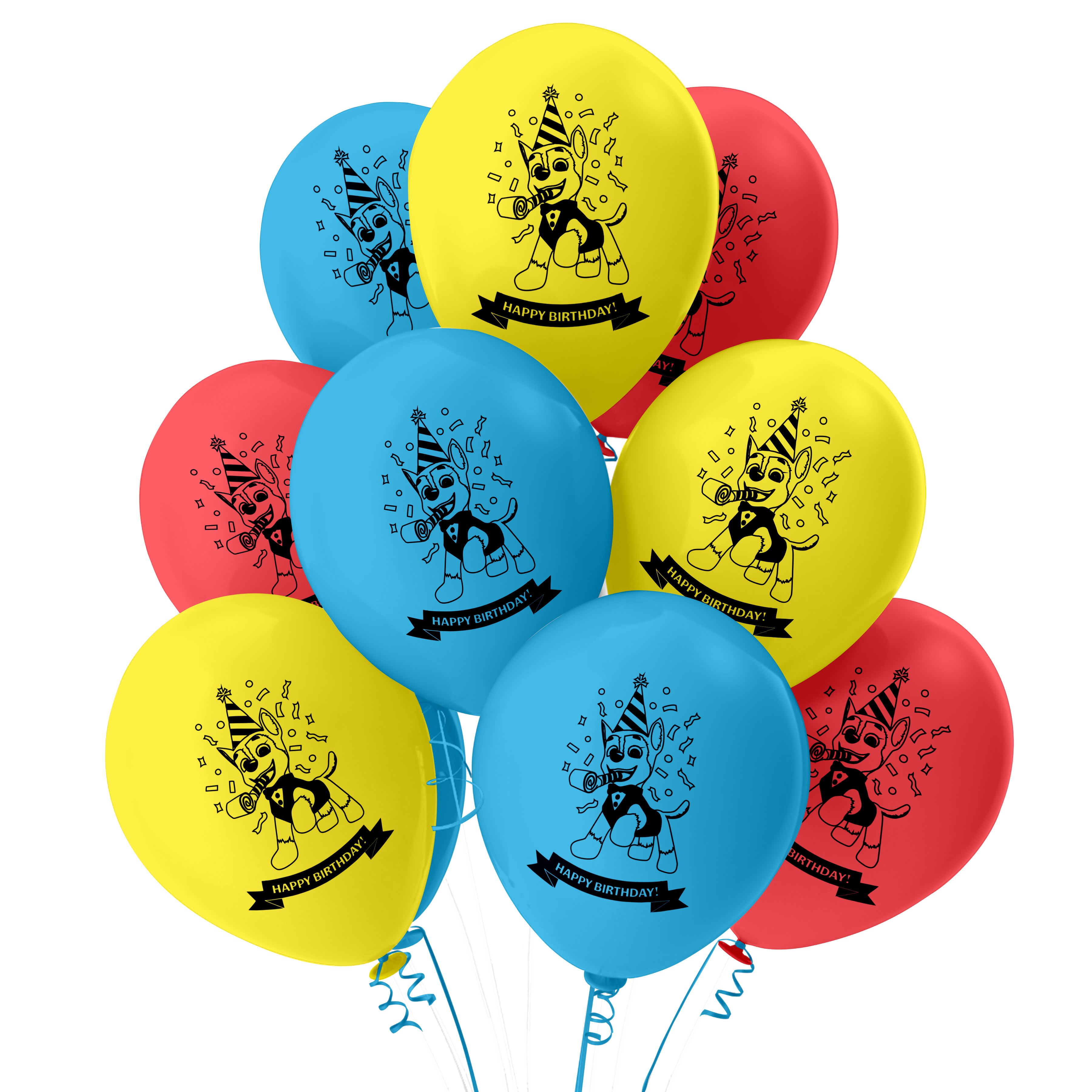 The Magic Balloons- Latex Dog Paw Patrol Happy birthday Balloons 9 inches  with Dog Paw Happy Birthday Balloons for Birthday Party, Paw Patrol Theme Party Decorations pack of 30 pcs-181448